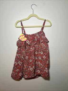 Hayden Girls Red Floral Ruffle Top